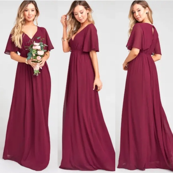 Show Me Your Mumu Emily Empire Waist Maxi Dress Merlot NEW - Picture 2 of 9
